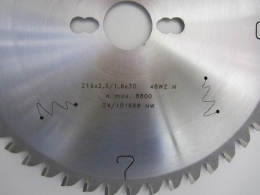 HM Kappkreissägeblatt Ø216 SB2,3 Z48 WZ-NEG