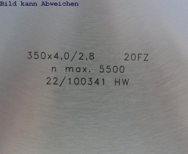 350x4,0/2,8 Z=20FZ HM-Trenn-und Besäumkreissägeblatt