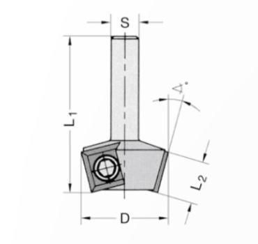 Wendeplatten-Bündig- und Fasefräser  27x12x44x8 22233-5-27015-R