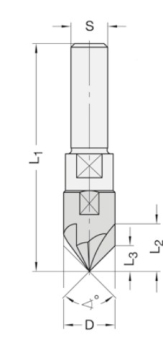 V-Nut- und Schriftenfräser 14x12.5x57x6.35 24542-6-14090-R