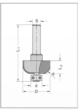Halbhohlkehlfräser 22x12x55x6 24571-5-22050-R