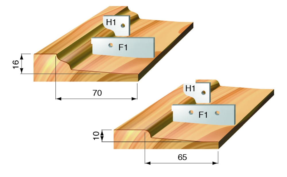 Profilplatten-Abplattfräser 220x31x30xZ=2+2 Holz Unten