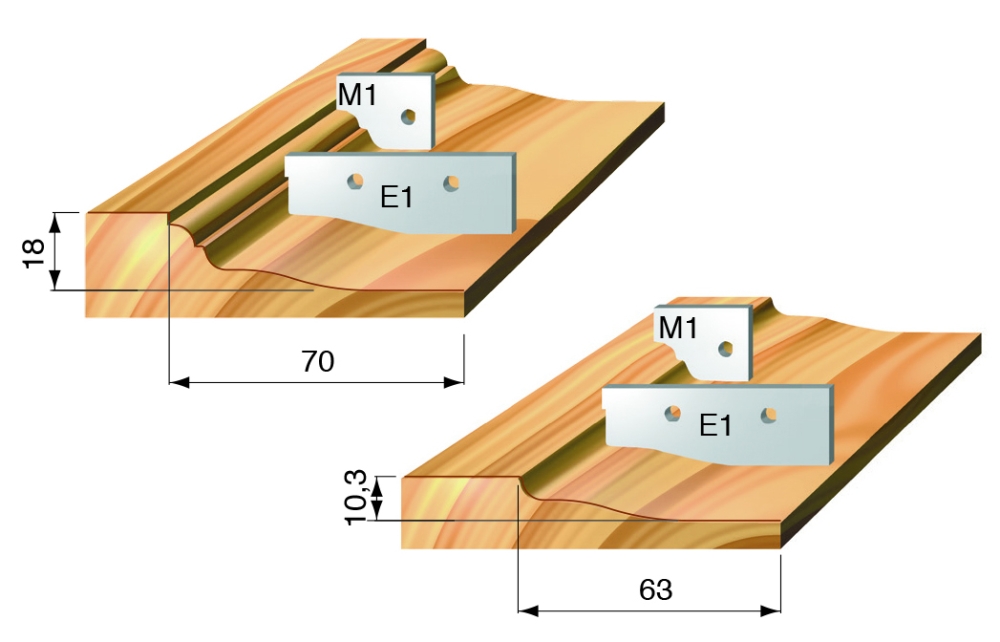 Profilplatten-Abplattfräser 220x31x30xZ=2+2 Holz Unten