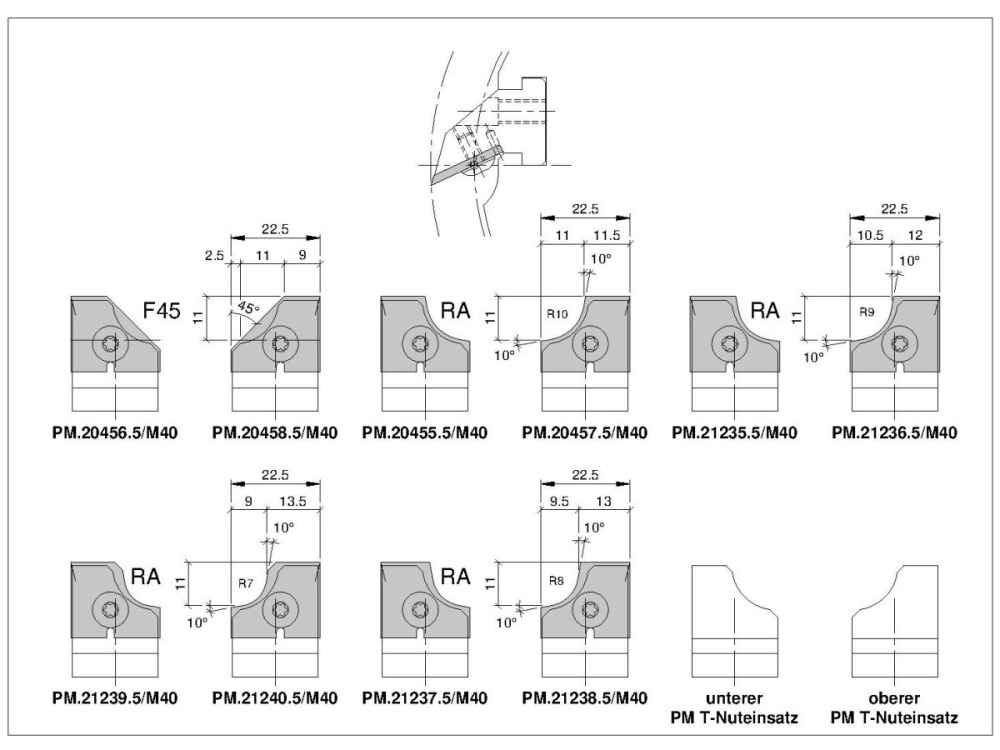 oberer PM-T-Nuteinsatz für Hobelköpfe C145-O