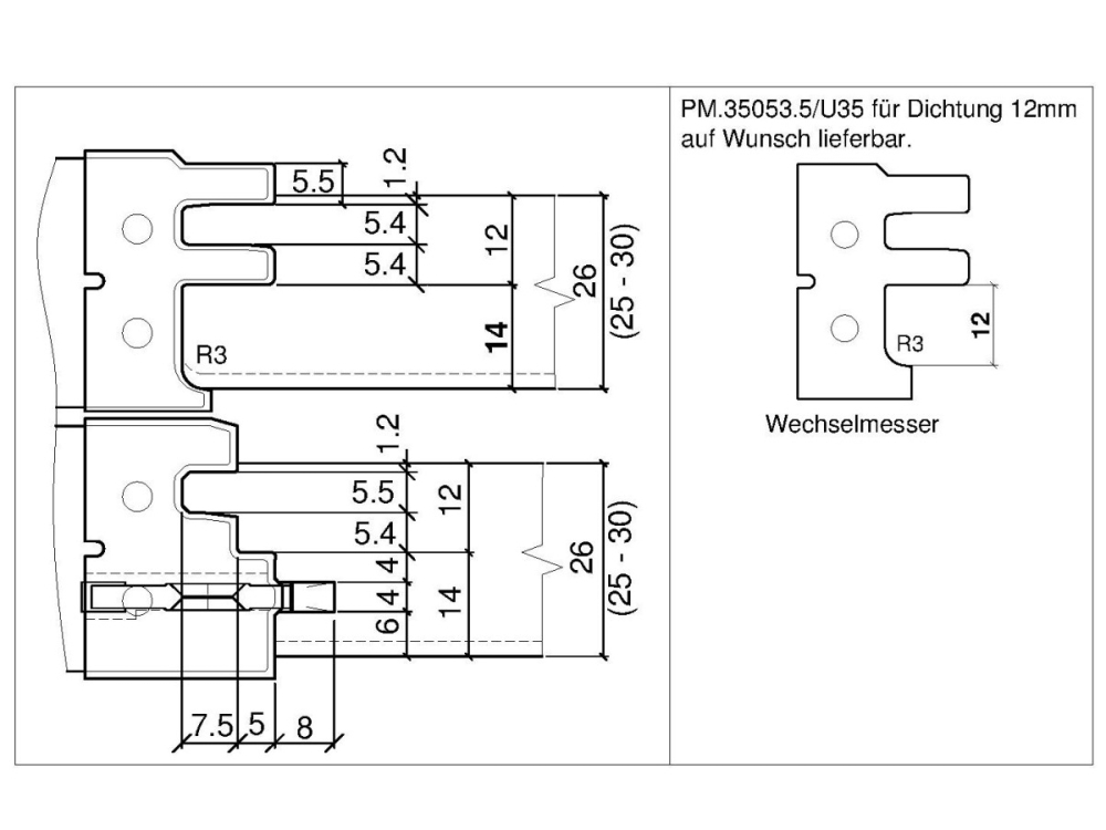 PM-Türzargenfräser (Stockfutter) für CNC C300-1