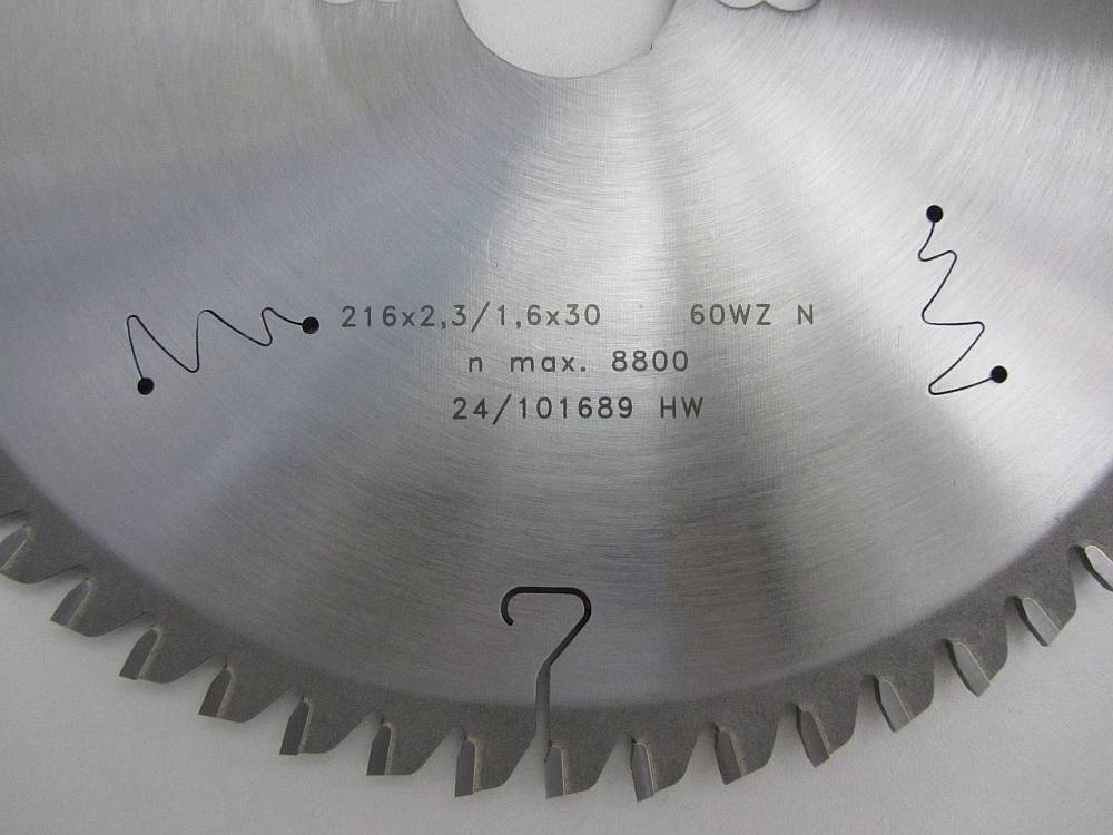 HM Kappsägeblatt Ø216 SB2,3 Z60 WZ NEG