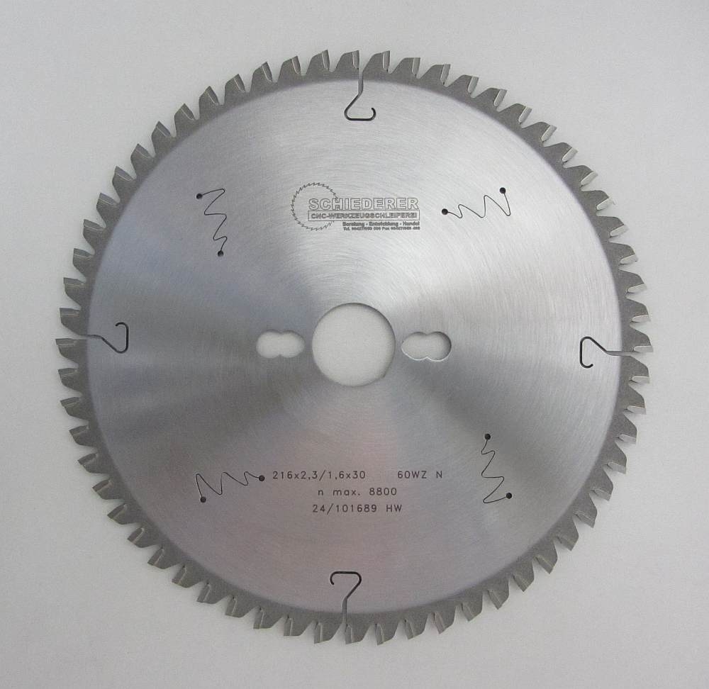HM Kappsägeblatt Ø216 SB2,3 Z60 WZ NEG