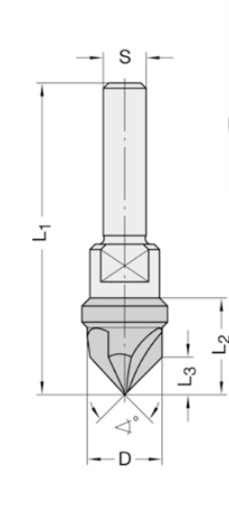 V-Nut- und Schriftenfräser 14x12.5x63x8 24543-5-14090-R